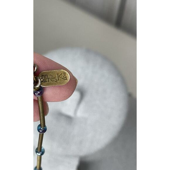 Treska Necklace Multicolor Glass Beads Floral Mixed Media Boho Statement - Picture 4 of 5